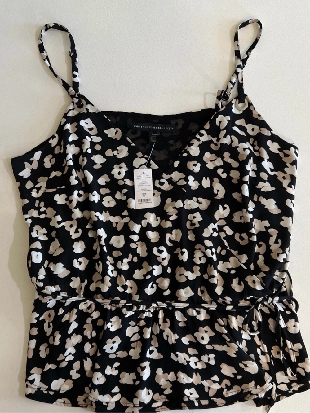 White House Black Market Surplus Tie Camisole Size Medium Black Multi - Picture 4 of 9